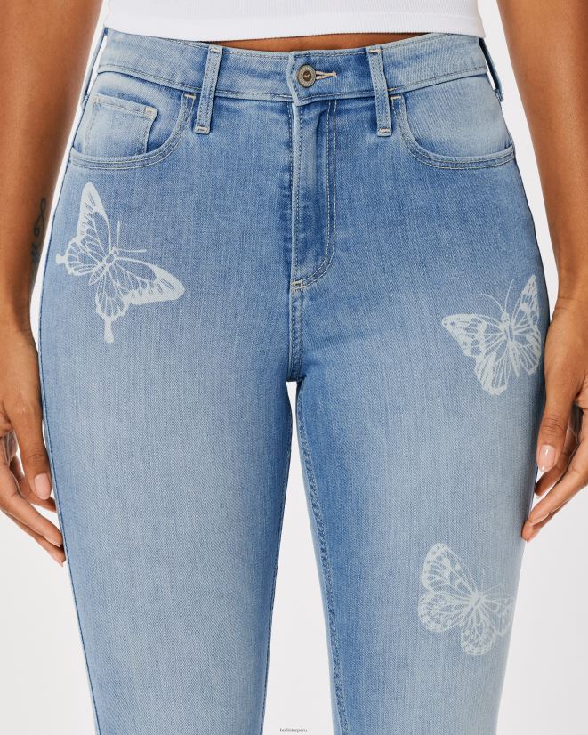 educación física Hollister jeans súper ajustados con cintura alta y lavado medio con estampado de mariposas lavado medio 086N62732 mujer fondos
