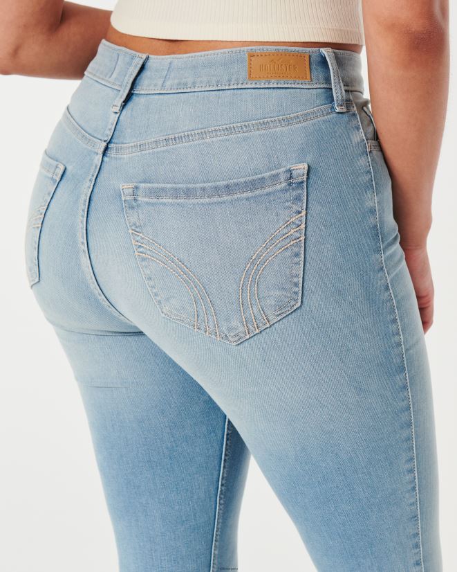 educación física Hollister jeans súper ajustados con cintura alta y lavado medio lavado ligero 086N62611 mujer fondos