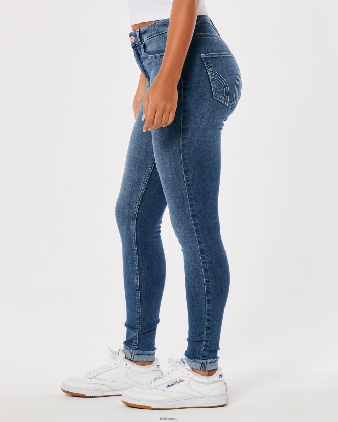 educación física Hollister jeans súper ajustados con cintura alta y lavado medio medio 086N62576 mujer fondos