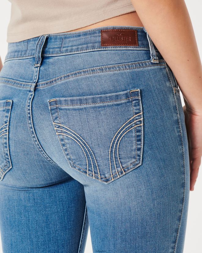 educación física Hollister jeans súper ajustados con cintura baja y lavado medio lavado medio claro 086N62678 mujer fondos