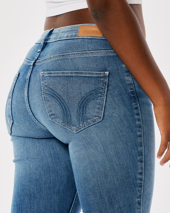 educación física Hollister jeans súper ajustados con curvas de tiro medio con lavado medio lavado medio 086N62750 mujer fondos