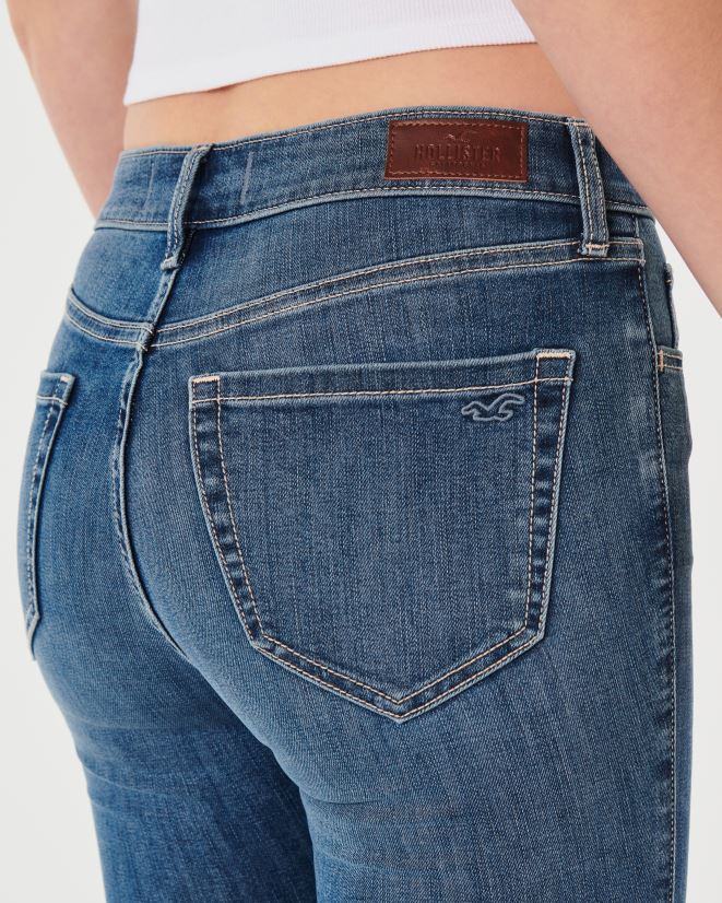 educación física Hollister jeans súper ajustados de tiro alto con lavado medio lavado medio 086N62566 mujer fondos