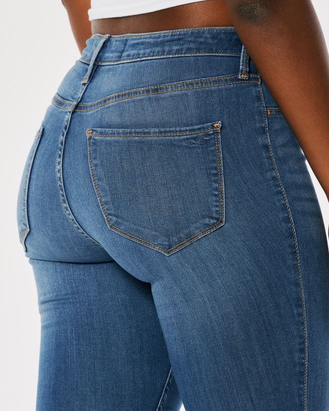 educación física Hollister leggins curvy de mezclilla de tiro alto con lavado medio lavado medio 086N62492 mujer fondos