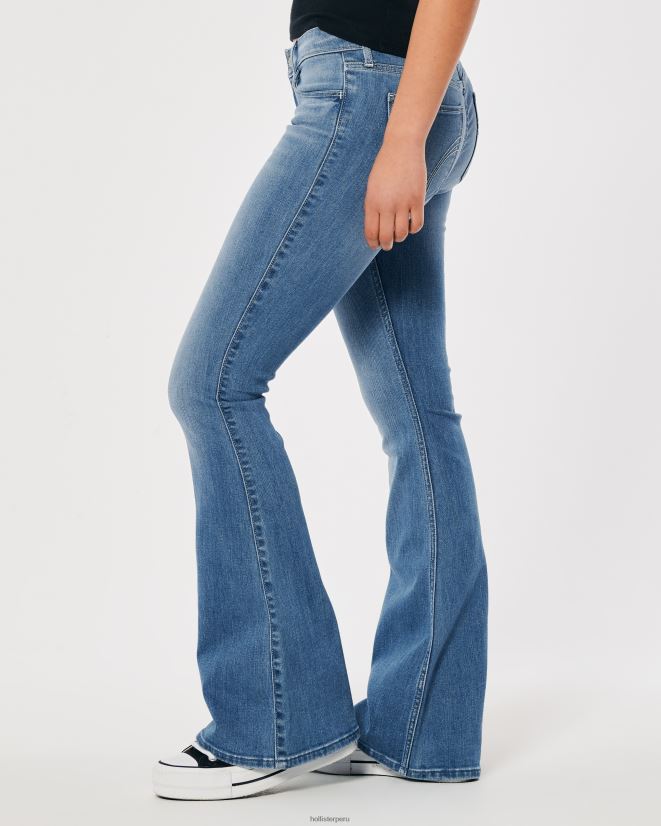educación física Hollister vaqueros acampanados de tiro bajo con lavado medio lavado medio 086N62516 mujer fondos