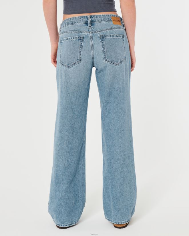 educación física Hollister vaqueros baggy de tiro bajo con lavado claro lavado ligero 086N62476 mujer fondos