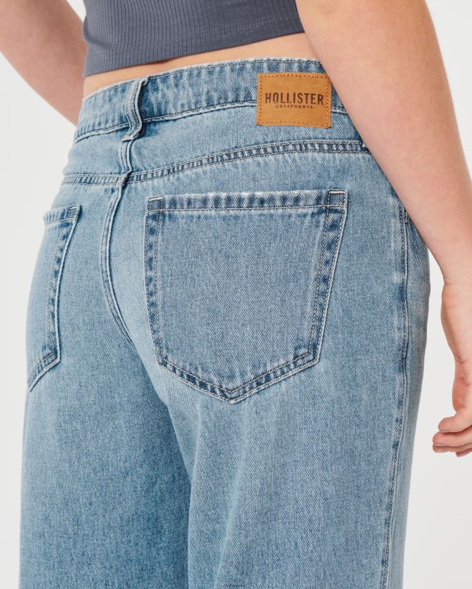 educación física Hollister vaqueros baggy de tiro bajo con lavado claro lavado ligero 086N62476 mujer fondos
