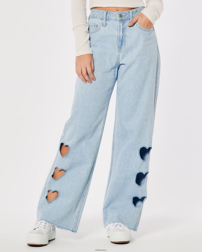 educación física Hollister vaqueros holgados con tiro alto y lavado claro lavado ligero 086N62665 mujer fondos