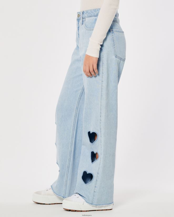 educación física Hollister vaqueros holgados con tiro alto y lavado claro lavado ligero 086N62665 mujer fondos