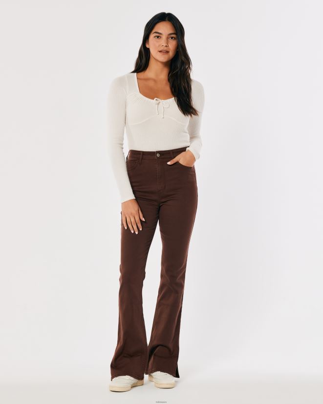 educación física Hollister vaqueros marrones con tiro alto marron oscuro 086N62703 mujer fondos