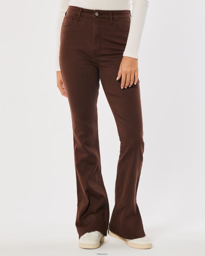 educación física Hollister vaqueros marrones con tiro alto marron oscuro 086N62703 mujer fondos