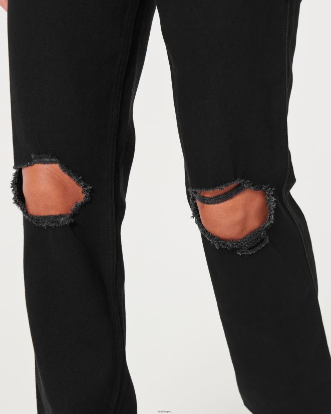 educación física Hollister vaqueros rectos negros de tiro muy alto con rotos de los años 90 rasgado negro 086N62592 mujer fondos