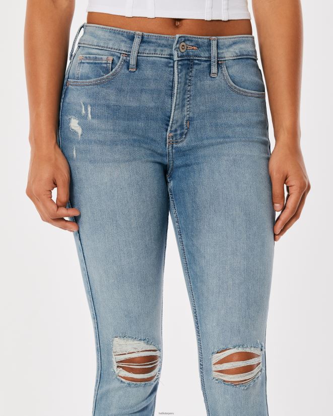 educación física Hollister vaqueros superajustados de tiro alto con lavado claro y rotos luz destruir 086N62701 mujer fondos