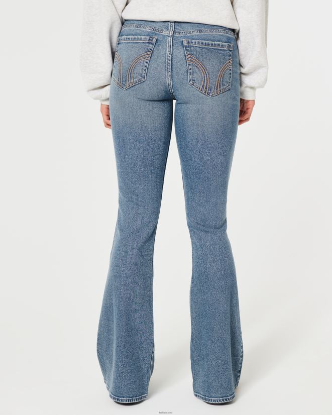 educación física Hollister vaqueros vintage acampanados de tiro bajo con lavado medio lavado medio 086N62590 mujer fondos