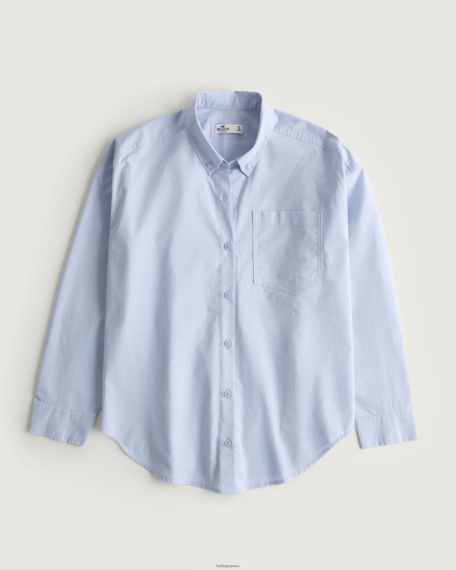 educación física Hollister camisa oversize de popelina azul claro 086N62163 mujer tapas