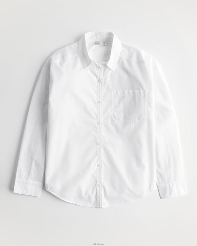 educación física Hollister camisa oversize de popelina blanco 086N62110 mujer tapas