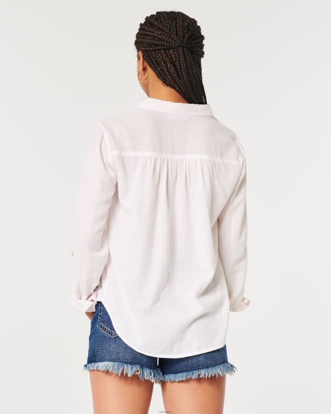 educación física Hollister camisa popover fácil de algodón ligero raya rosa claro 086N62392 mujer tapas