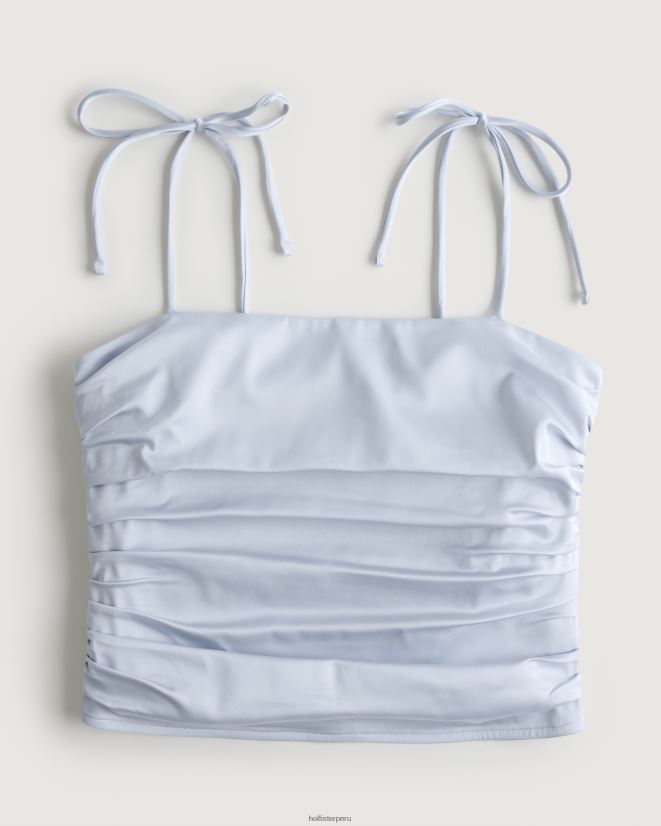 educación física Hollister top fruncido de satén elástico azul claro 086N62324 mujer tapas