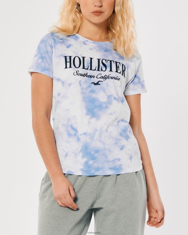 educación física Hollister camiseta con gráfico del logo bordado paquete de 3 azul marino-burdeos-tie dye 086N62445 mujer tapas