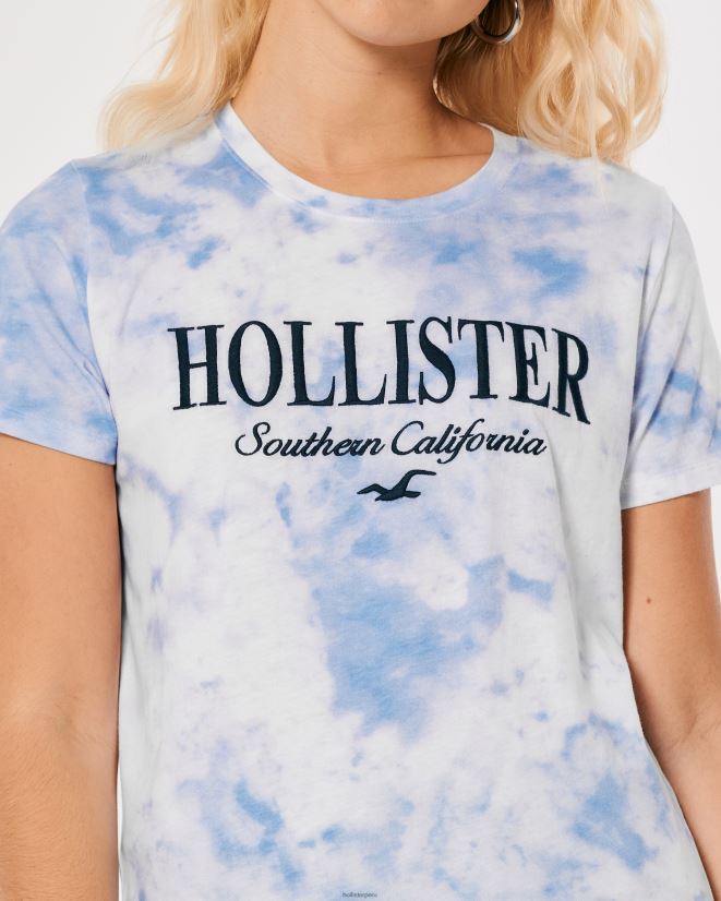 educación física Hollister camiseta con gráfico del logo bordado paquete de 3 azul marino-burdeos-tie dye 086N62445 mujer tapas