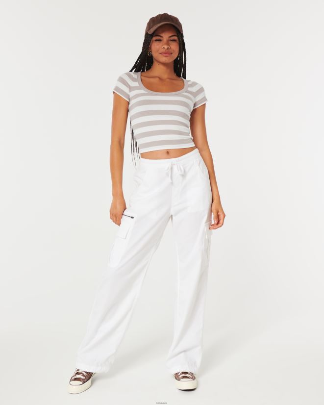 educación física Hollister camiseta de canalé con escote redondo raya topo 086N62325 mujer tapas