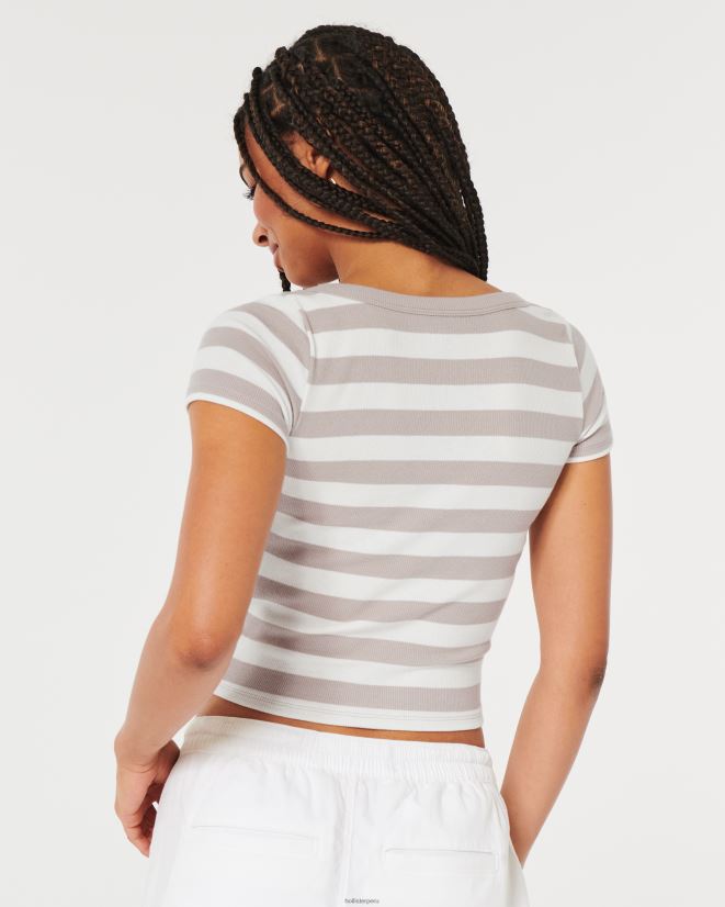 educación física Hollister camiseta de canalé con escote redondo raya topo 086N62325 mujer tapas
