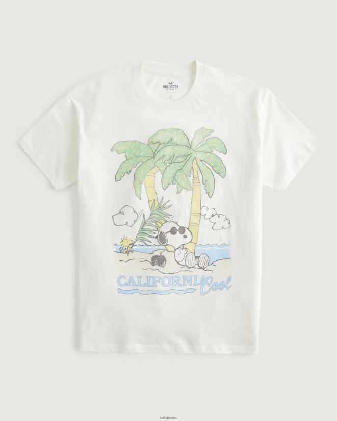 educación física Hollister camiseta extragrande con estampado de Snoopy blanco 086N6223 mujer tapas
