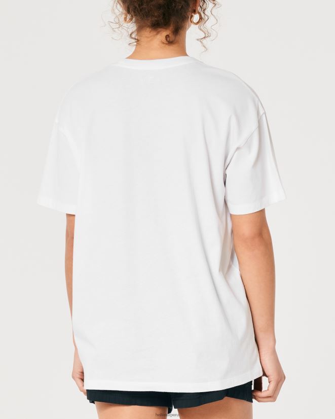 educación física Hollister camiseta extragrande con estampado de autos de carreras de san diego blanco 086N62358 mujer tapas