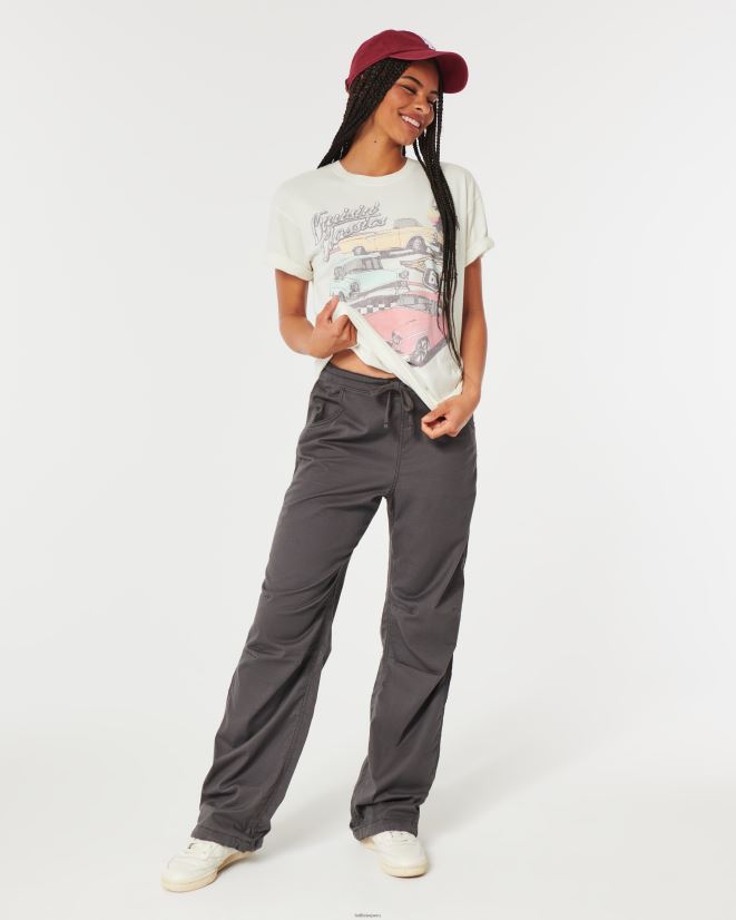 educación física Hollister camiseta extragrande con gráfico de auto clásico blanco 086N6261 mujer tapas