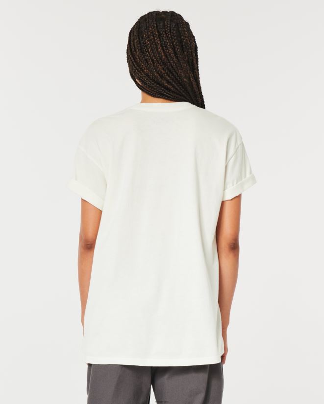 educación física Hollister camiseta extragrande con gráfico de auto clásico blanco 086N6261 mujer tapas