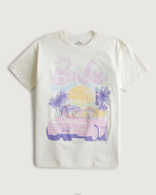 educación física Hollister camiseta extragrande con gráfico de coche de Barbie crema 086N622 mujer tapas