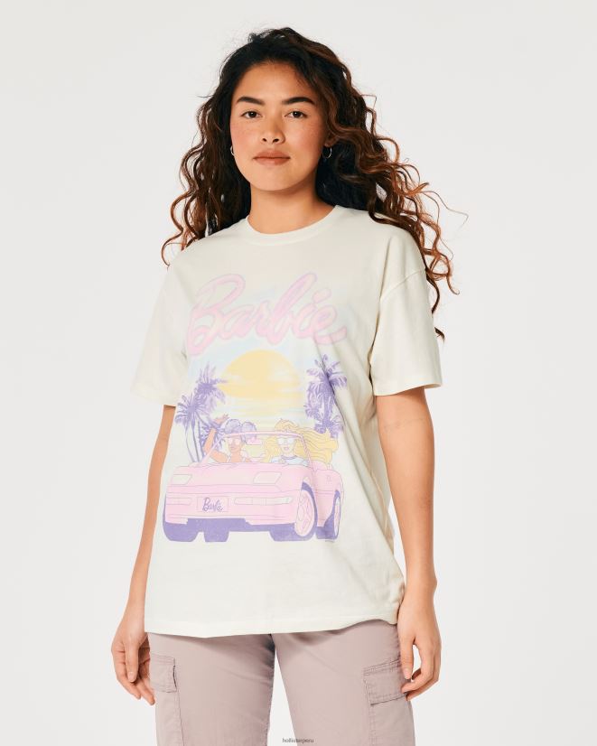 educación física Hollister camiseta extragrande con gráfico de coche de Barbie crema 086N622 mujer tapas