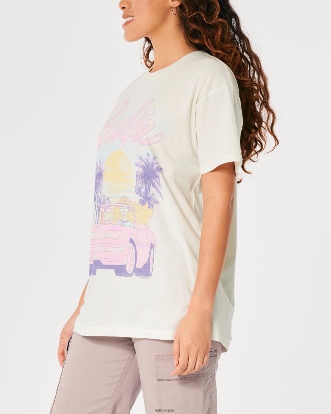 educación física Hollister camiseta extragrande con gráfico de coche de Barbie crema 086N622 mujer tapas