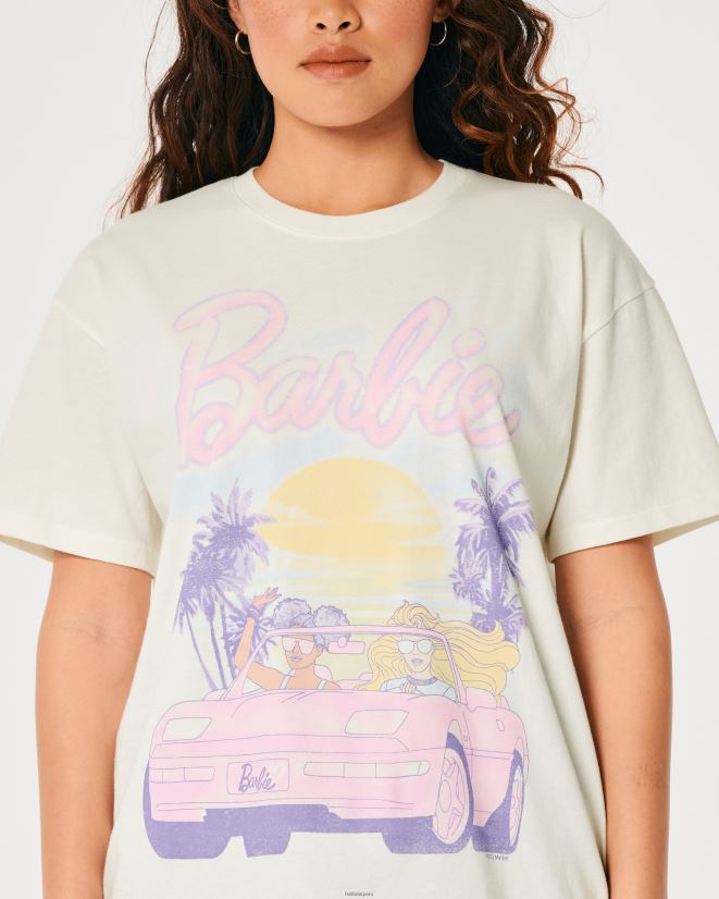 educación física Hollister camiseta extragrande con gráfico de coche de Barbie crema 086N622 mujer tapas