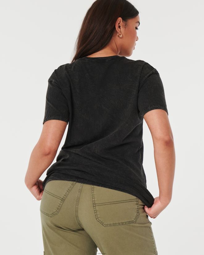 educación física Hollister camiseta extragrande con gráfico de maravilla natural negro 086N62130 mujer tapas