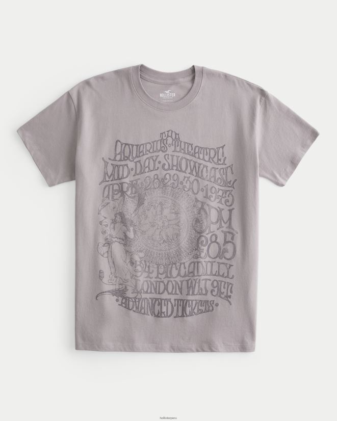 educación física Hollister camiseta extragrande con gráfico del teatro de Londres gris púrpura 086N62114 mujer tapas