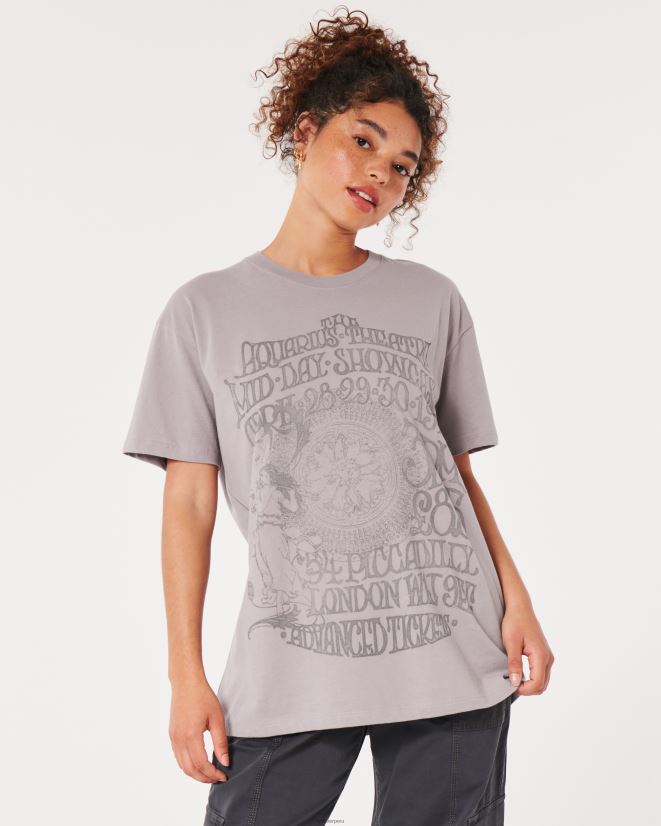 educación física Hollister camiseta extragrande con gráfico del teatro de Londres gris púrpura 086N62114 mujer tapas