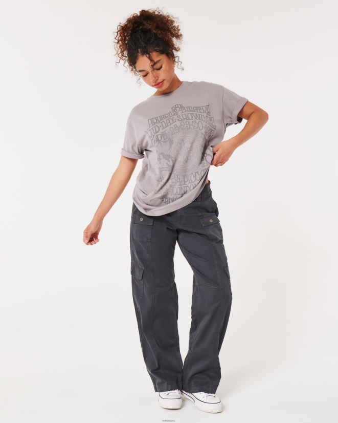 educación física Hollister camiseta extragrande con gráfico del teatro de Londres gris púrpura 086N62114 mujer tapas