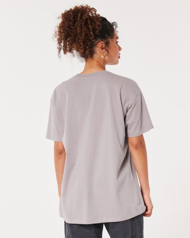 educación física Hollister camiseta extragrande con gráfico del teatro de Londres gris púrpura 086N62114 mujer tapas