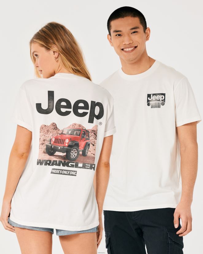 educación física Hollister camiseta holgada con estampado de jeep off white-jeep 086N62162 mujer tapas