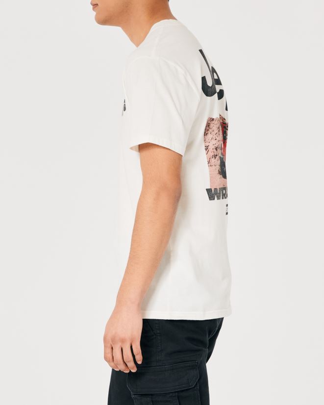 educación física Hollister camiseta holgada con estampado de jeep off white-jeep 086N62162 mujer tapas