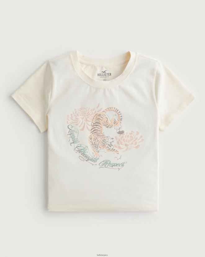 educación física Hollister camiseta para bebé con estampado de tigre tigre crema 086N62217 mujer tapas