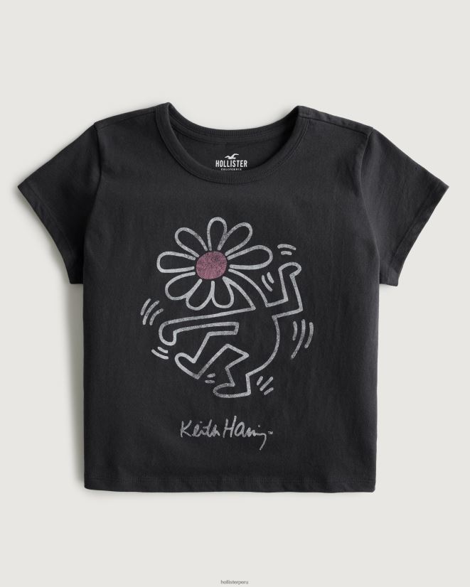 educación física Hollister camiseta relajada con gráfico de Keith Haring Art negro 086N62416 mujer tapas