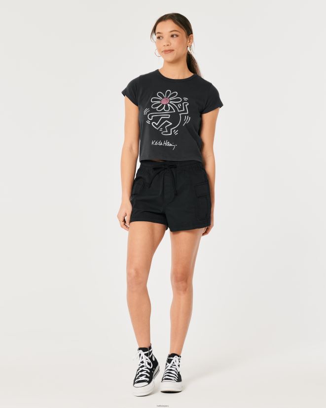 educación física Hollister camiseta relajada con gráfico de Keith Haring Art negro 086N62416 mujer tapas