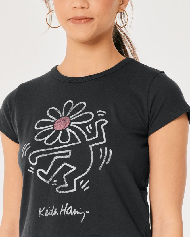 educación física Hollister camiseta relajada con gráfico de Keith Haring Art negro 086N62416 mujer tapas