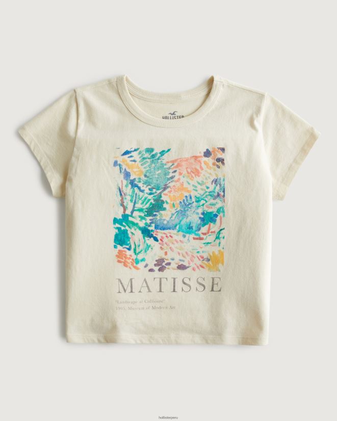 educación física Hollister camiseta relajada con gráfico de arte matisse crema 086N62365 mujer tapas
