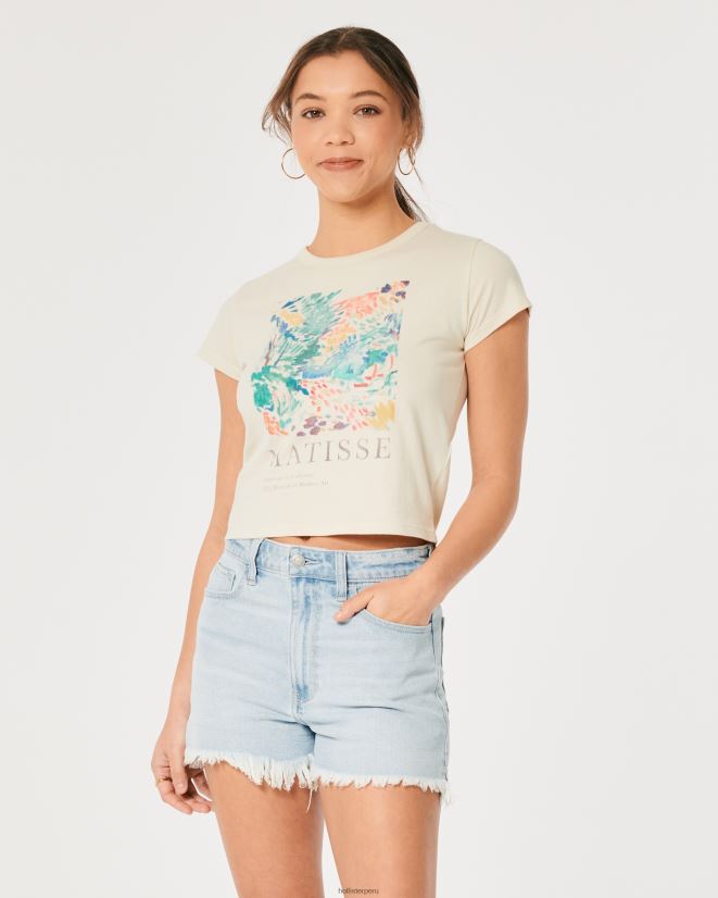 educación física Hollister camiseta relajada con gráfico de arte matisse crema 086N62365 mujer tapas