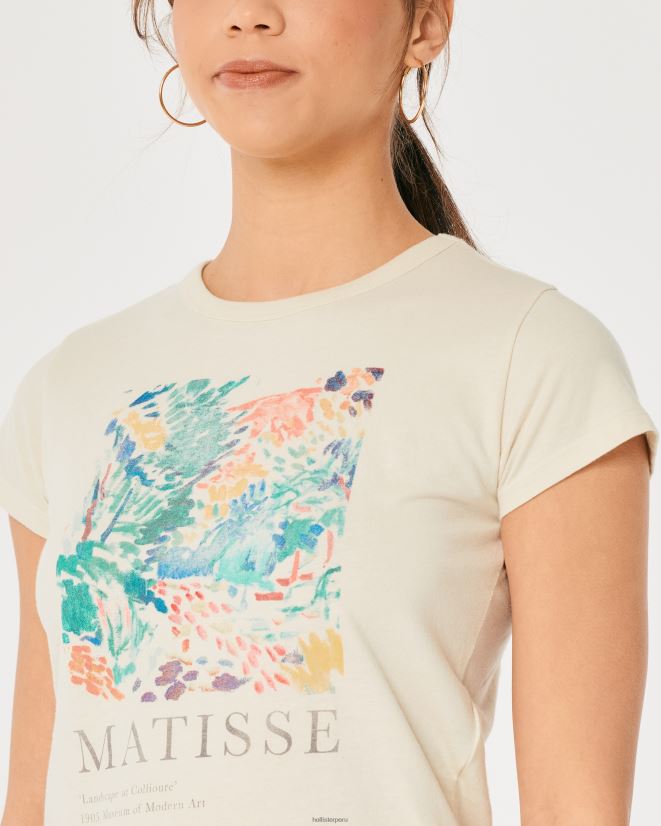 educación física Hollister camiseta relajada con gráfico de arte matisse crema 086N62365 mujer tapas