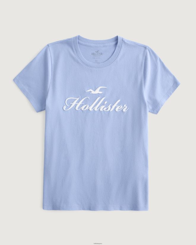 educación física Hollister playera con gráfico de logo fácil azul 086N62220 mujer tapas