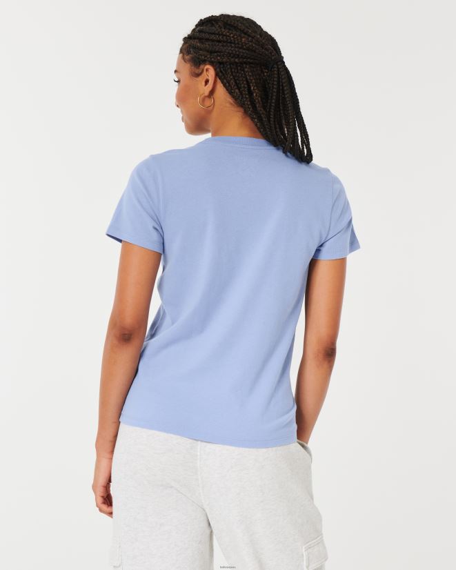 educación física Hollister playera con gráfico de logo fácil azul 086N62220 mujer tapas