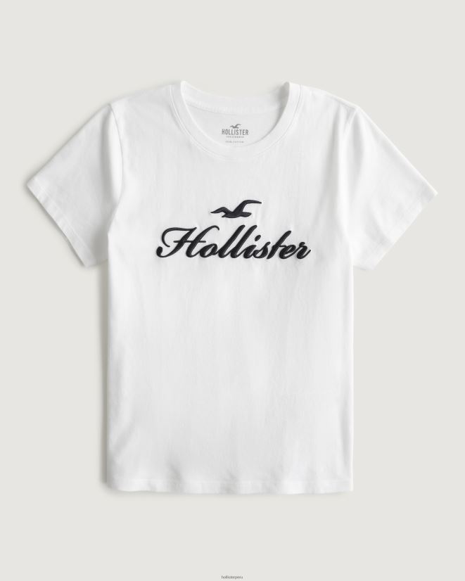 educación física Hollister playera con gráfico de logo fácil blanco 086N62221 mujer tapas